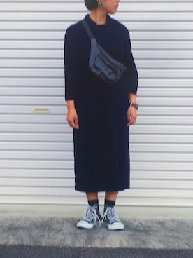 「CONVERSE（コンバース）のconverse コンバース ALL STAR HI オールスター ハイ 3206 BLACK(US)（スニーカー）」を使った、くにかさん（レディース・150cm）の秋コーディネート