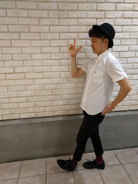 「FRED PERRY」｜YUKI HAMAGUCHIさん（メンズ・174cm）の夏コーディネート