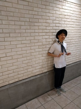 「FRED PERRY」｜YUKI HAMAGUCHIさん（メンズ・174cm）の夏コーディネート