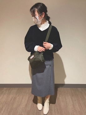 「ORiental TRaffic（オリエンタルトラフィック）のスムースストレッチヒールブーツ/1416（ブーツ、ホワイト系）」を使った、Mさん（レディース・153cm）の春コーディネート