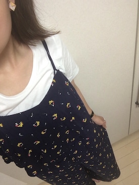 「MOUSSY（マウジー）のアイテム（サロペット/オーバーオール）」を使った、suuさん（レディース・164cm）の夏コーディネート