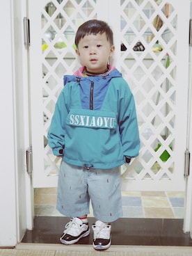 「no brand（ノーブランド）のアイテム（ブルゾン）」を使った、baxyさん（キッズ・90cm）の春コーディネート