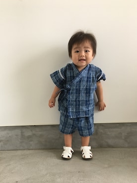 「西松屋」｜「アイテム（浴衣）」を使った、そうすけさん（キッズ・50cm）の夏コーディネート