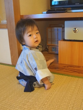 「1歳3ヶ月」｜「アイテム（浴衣）」を使った、そうすけさん（キッズ・50cm）の秋コーディネート