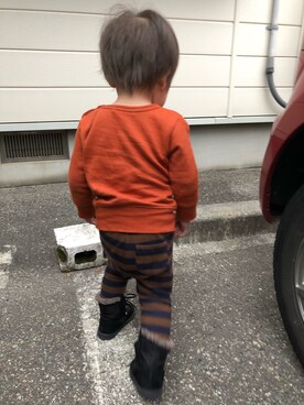 「アイテム（その他シューズ、ブラック系）」を使った、そうすけさん（キッズ・50cm）の冬コーディネート
