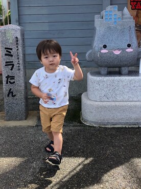 「2歳3ヶ月」｜「アイテム（サンダル）」を使った、そうすけさん（キッズ・50cm）の秋コーディネート