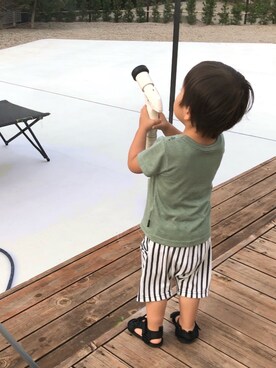 「2歳3ヶ月」｜「アイテム（サンダル）」を使った、そうすけさん（キッズ・50cm）の秋コーディネート