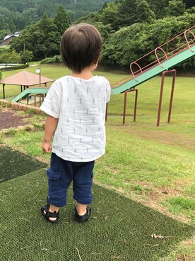 「2歳3ヶ月」｜「アイテム（サンダル）」を使った、そうすけさん（キッズ・50cm）の秋コーディネート