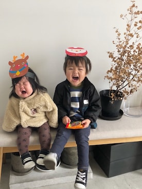 「しまむら（シマムラ）のアイテム（ナイロンジャケット）」を使った、そうすけさん（キッズ・50cm）の冬コーディネート