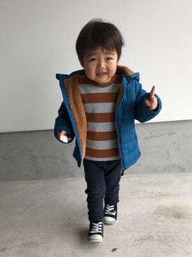 「90cm」｜「アイテム（ジャケット/アウター）」を使った、そうすけさん（キッズ・50cm）の冬コーディネート