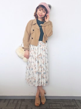 「MONKI（モンキ）のアイテム（帽子）」を使った、marrysoupさん（レディース・155cm）の春コーディネート