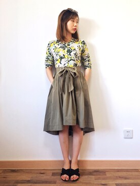 「花柄トップス」｜「アイテム（その他）」を使った、marrysoupさん（レディース・155cm）の夏コーディネート