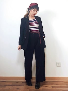 「A land（エーランド）のアイテム（パンツ）」を使った、marrysoupさん（レディース・155cm）の秋コーディネート