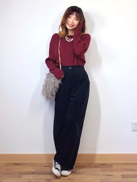 「GU（ジーユー）のアイテム（ネックレス）」を使った、marrysoupさん（レディース・155cm）の冬コーディネート