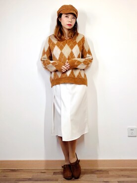 「スリッパ」｜「アイテム（帽子）」を使った、marrysoupさん（レディース・155cm）の冬コーディネート