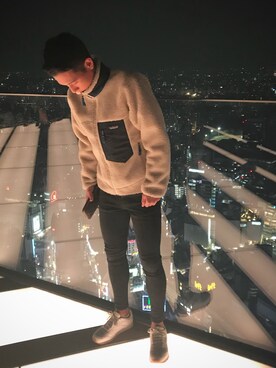 「patagonia（パタゴニア）のアイテム（ブルゾン、ベージュ系）」を使った、Katyさん（メンズ・172cm）の秋コーディネート