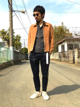 「KNOT（ノット）のアイテム（パンツ）」を使った、ciaokawaさん（メンズ・173cm）の春コーディネート