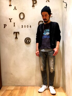 「花見」｜「アイテム（ニットキャップ/ビーニー）」を使った、ciaokawaさん（メンズ・173cm）の春コーディネート