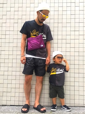 「AZUL by moussy（アズールバイマウジー）のアイテム（カーゴパンツ）」を使った、ciaokawaさん（メンズ・173cm）の夏コーディネート
