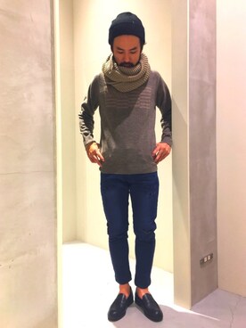 「oblekt（オブレクト）のアイテム（帽子）」を使った、ciaokawaさん（メンズ・173cm）の冬コーディネート