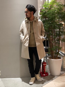 「CIAOPANIC TYPY（チャオパニックティピー）のアイテム（ステンカラーコート）」を使った、ciaokawaさん（メンズ・173cm）の冬コーディネート