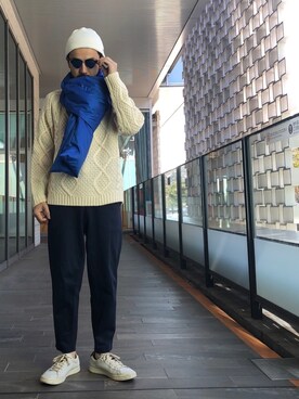 「CIAOPANIC TYPY（チャオパニックティピー）のケーブルプルオーバーニット（ニット/セーター）」を使った、ciaokawaさん（メンズ・173cm）の秋コーディネート