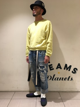 「FRUIT OF THE LOOM（フルーツオブザルーム）のアイテム（スウェット）」を使った、Yoshihito Hayashiさん（メンズ・170cm）の秋コーディネート