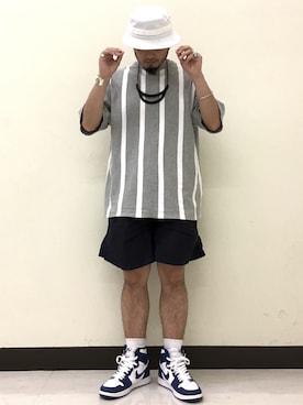 「BEAMS PLUS（ビームスプラス）のBEAMS PLUS / ジャングルハット（ハット）」を使った、Yoshihito Hayashiさん（メンズ・170cm）の夏コーディネート