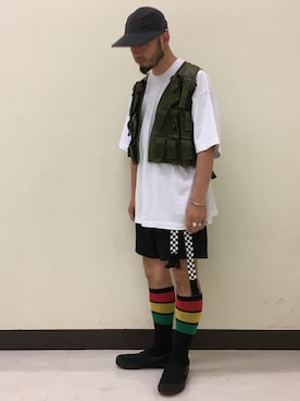 「アイテム（ベスト）」を使った、Yoshihito Hayashiさん（メンズ・170cm）の夏コーディネート