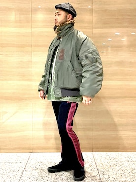 「アイテム（ミリタリージャケット）」を使った、Yoshihito Hayashiさん（メンズ・170cm・30代）の冬コーディネート