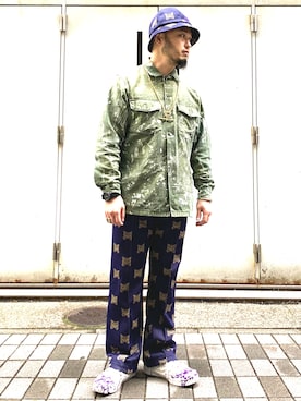 「Needles（ニードルス）のアイテム（帽子）」を使った、Yoshihito Hayashiさん（メンズ・170cm）の春コーディネート