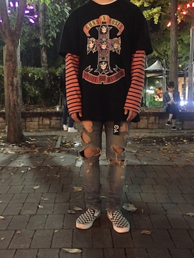 「アイテム（スリッポン）」を使った、김의재さん（メンズ・173cm・20代）の春コーディネート