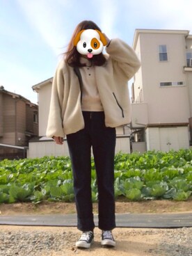 「消えそうな色コーデ」｜「アイテム（ブルゾン）」を使った、もふもふちゃんさん（レディース・161cm）の秋コーディネート