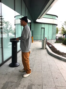 「UNKNOWN.（アンノウン）のアイテム（帽子）」を使った、沈碩-Chrisさん（メンズ・170cm）の秋コーディネート