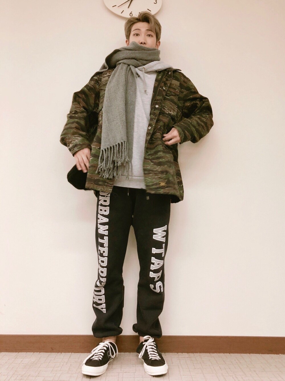 「rm、BTS」｜「WTAPSのm-65（ジャケット/アウター、グリーン系）」を使った、renkonさん（メンズ・181cm）の春コーディネートの1枚目の写真