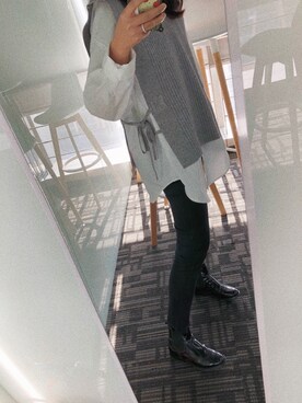 「Ungrid（アングリッド）のアイテム（デニムパンツ、ブラック系）」を使った、我就叫徐杨怡萱さん（レディース・160cm）の秋コーディネート