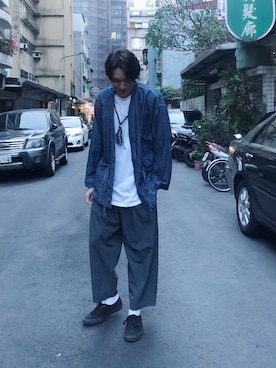 「plain-me（プレインミー）のアイテム（その他アウター）」を使った、wesleyさん（メンズ・180cm）の春コーディネート