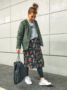 「UNIQLO（ユニクロ）のアイテム（ミリタリージャケット）」を使った、natsupooさん（レディース・167cm）の冬コーディネート