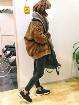 「UNIQLO（ユニクロ）のアイテム（ブルゾン）」を使った、natsupooさん（レディース・167cm）の冬コーディネート