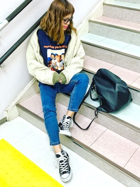 「MOUSSY（マウジー）のアイテム（ブルゾン）」を使った、natsupooさん（レディース・167cm）の冬コーディネート