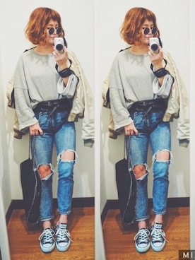 「MOUSSY（マウジー）のアイテム（ブルゾン）」を使った、natsupooさん（レディース・167cm）の春コーディネート