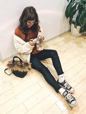 「ゆるカーディガン」｜「アイテム（スウェット）」を使った、natsupooさん（レディース・167cm）の秋コーディネート