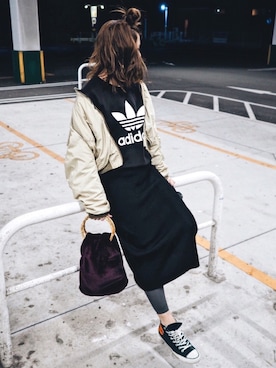 「MOUSSY（マウジー）のアイテム（ブルゾン）」を使った、natsupooさん（レディース・167cm）の冬コーディネート