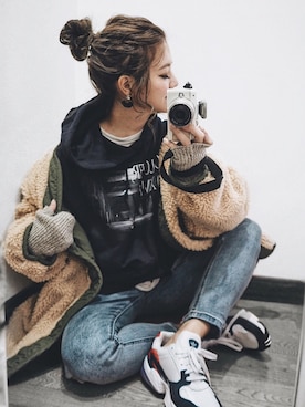 「Ungrid（アングリッド）のアイテム（手袋）」を使った、natsupooさん（レディース・167cm）の冬コーディネート