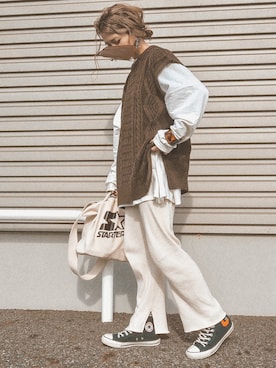 「STARTER（スターター）のアイテム（バッグ）」を使った、natsupooさん（レディース・167cm）の秋コーディネート