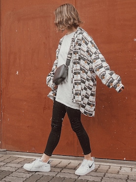 「reca（レカ）のゆったりラフな着心地◆超ビッグシルエットカットソー（Tシャツ/カットソー）」を使った、natsupooさん（レディース・167cm）の春コーディネート