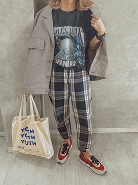 「ロックT」｜「アイテム（ブルゾン）」を使った、natsupooさん（レディース・167cm）の秋コーディネート