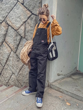 「ベンデイビス」｜「アイテム（オールインワン・サロペット）」を使った、natsupooさん（レディース・167cm）の秋コーディネート