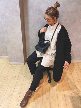 「ママファッション」｜「アイテム（ムートンコート）」を使った、natsupooさん（レディース・167cm）の秋コーディネート
