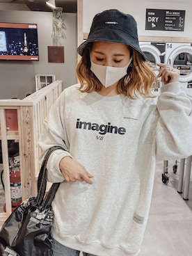 「HWG_5（エイチダブルゴー）のアイテム（スウェット）」を使った、natsupooさん（レディース・167cm）の春コーディネート